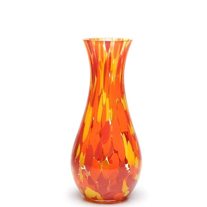 C DORO GLASS VASE ORANGEYELLOW CONFETTI HAND BLOWN MURANOSTYLE ART GLASS FOR FLOWER AND DECOR MODEL N 83