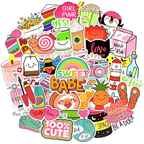 QTL Cute Stickers for Girls VSCO Stickers for Hydroflask Laptop Kids Teens Girls Waterproof Vinyl Packs 50Pcs - Image 1