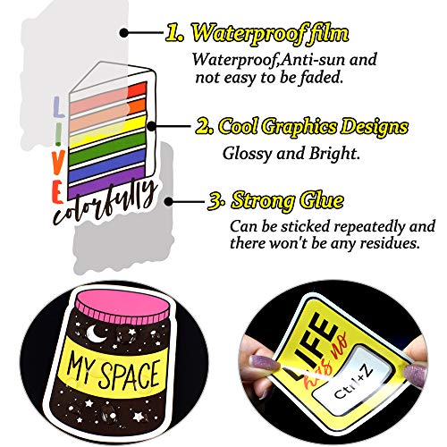 QTL Cute Stickers for Girls VSCO Stickers for Hydroflask Laptop Kids Teens Girls Waterproof Vinyl Packs 50Pcs - Image 3