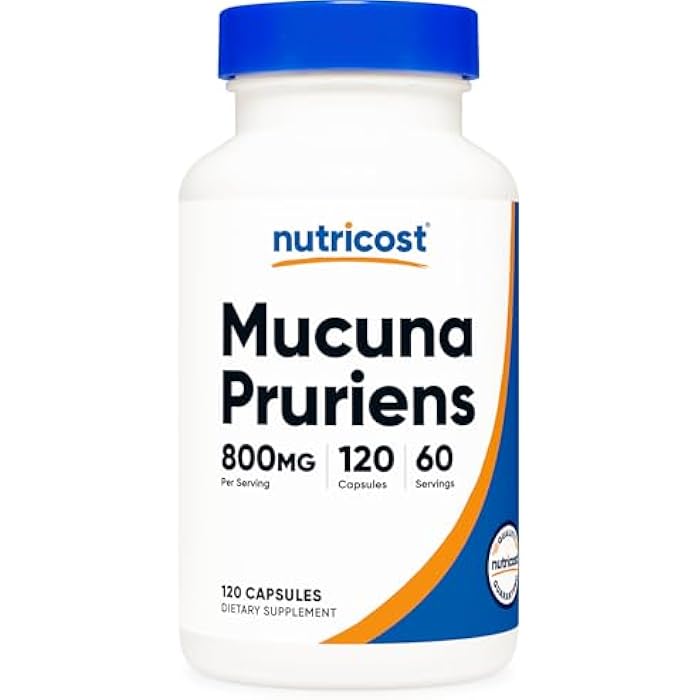 Nutricost Mucuna Pruriens 400mg, 120 Capsules - 800mg Per Serving, Veggie Caps, from Mucuna Pruriens Seed - Image 1