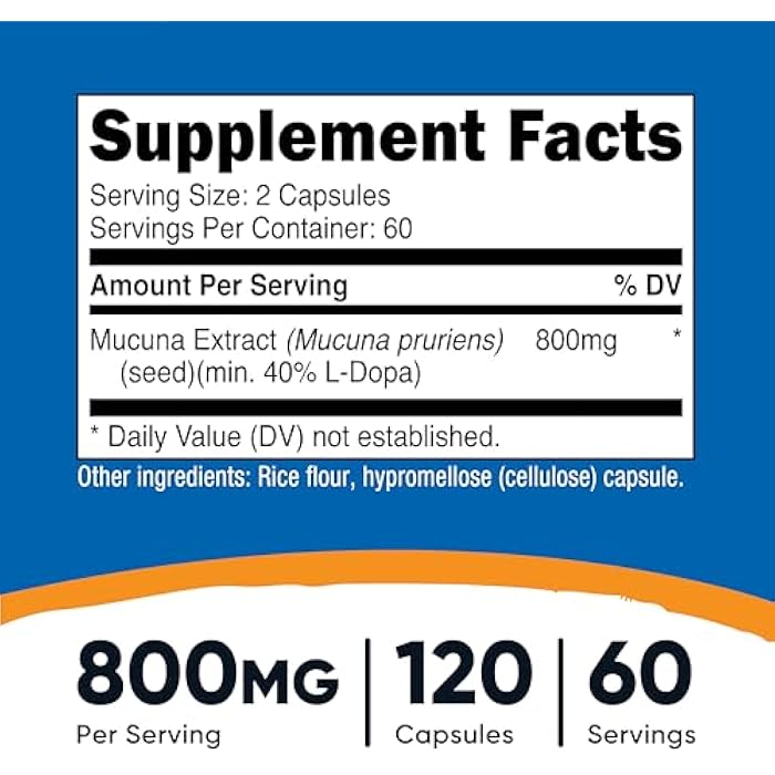 Nutricost Mucuna Pruriens 400mg, 120 Capsules - 800mg Per Serving, Veggie Caps, from Mucuna Pruriens Seed - Image 2