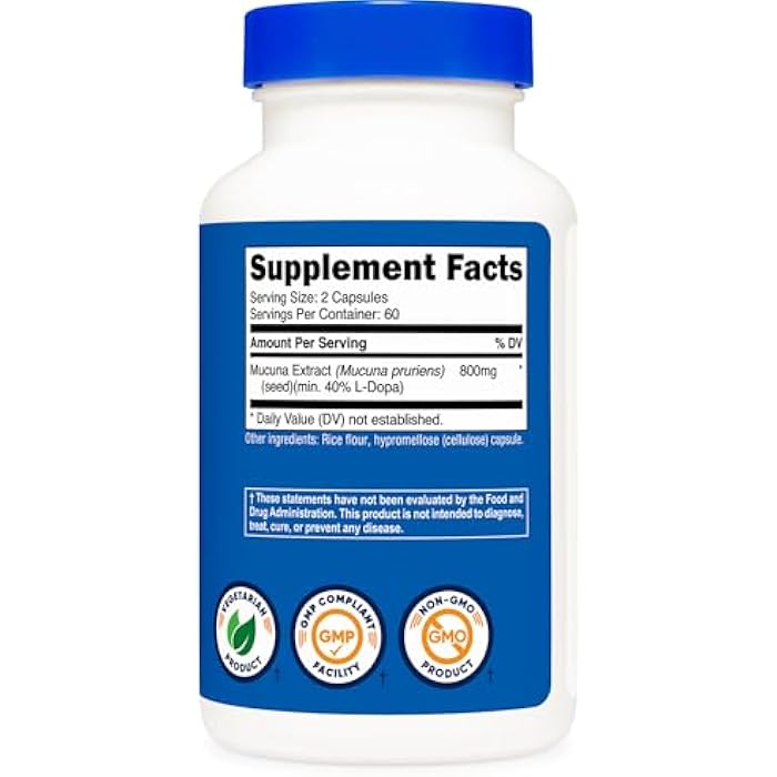 Nutricost Mucuna Pruriens 400mg, 120 Capsules - 800mg Per Serving, Veggie Caps, from Mucuna Pruriens Seed - Image 5