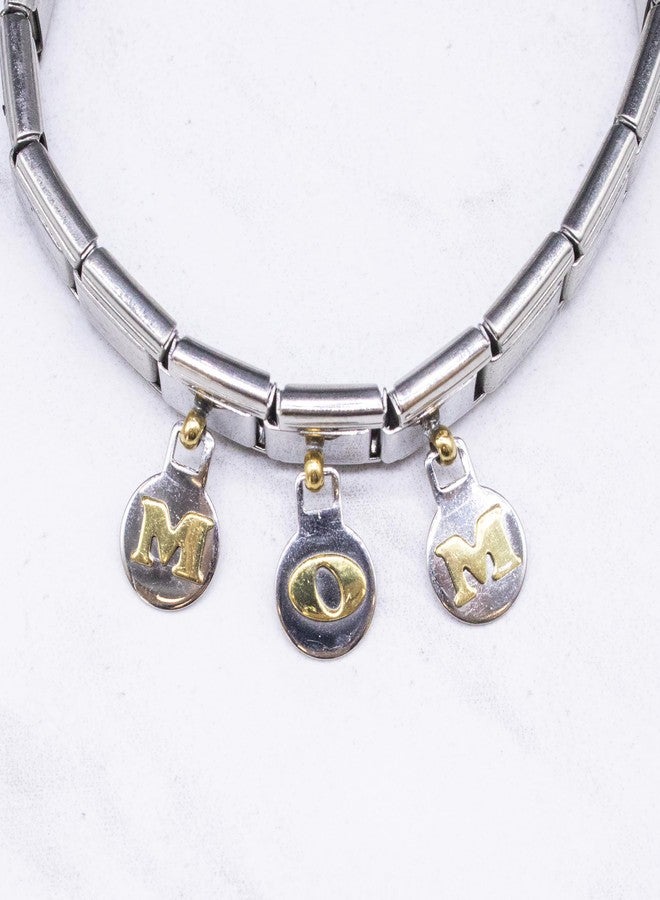 Fablinks Italian Charm Mom Bracelet, 9mm Stainless Steel Gold Link Mother's Day Jewelry, Modular Dangle Mom Charm Jewelry Links for Women - Image 4