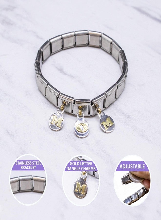 Fablinks Italian Charm Mom Bracelet, 9mm Stainless Steel Gold Link Mother's Day Jewelry, Modular Dangle Mom Charm Jewelry Links for Women - Image 3