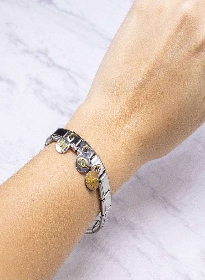 Fablinks Italian Charm Mom Bracelet, 9mm Stainless Steel Gold Link Mother's Day Jewelry, Modular Dangle Mom Charm Jewelry Links for Women - Image 2
