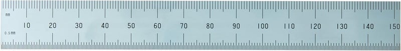 Shinwa H-3412A 6" (150 mm) Rigid English Metric Zero Glare Satin Chrome Stainless Steel Ruler with Graduations - Image 2