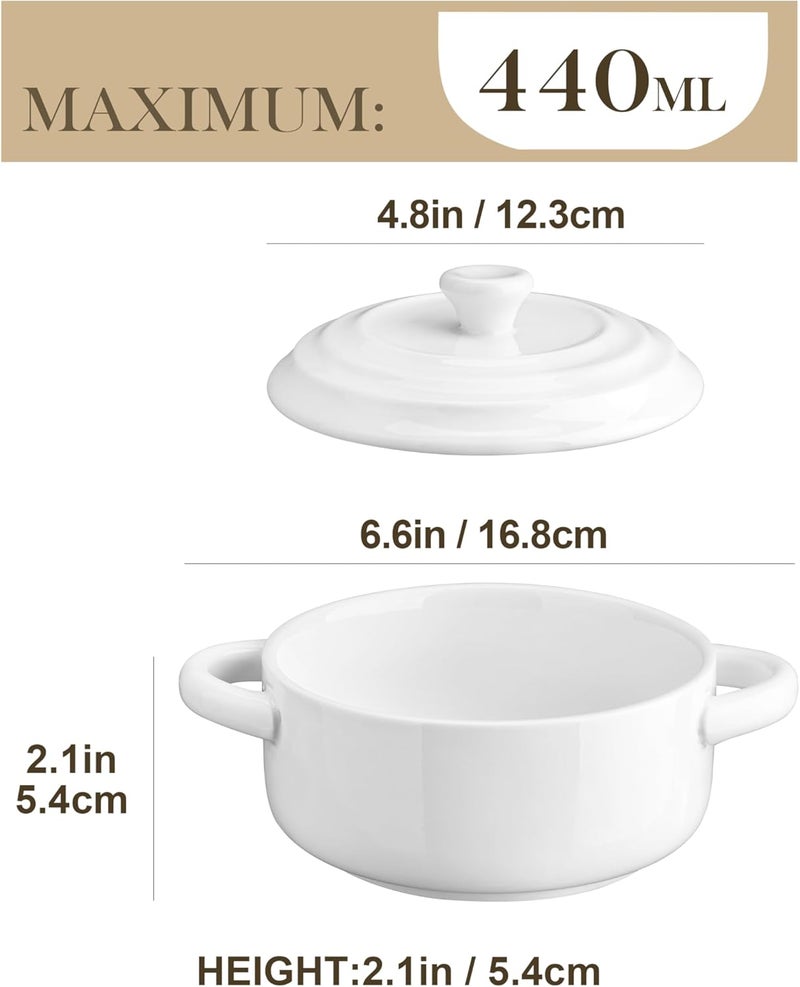 MALACASA Mini Cocotte Set 14 OZ Small Casserole Dishes with Lids and Handles Ceramic Mini Dutch Oven Set of 4 Small Baking Ramekins for Lasagna Souffl Oven Microwave Dishwasher Safe Series BAKEBAKE - Image 2