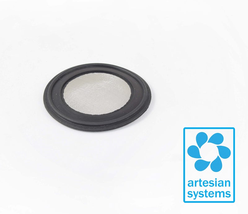 ARTESIAN SYSTEMS 2" Tri Clamp BUNA-N Screen Filter, Ferrule Gasket 316L 100Uf Micron Screen Stainless Steel Pharmaceutical Grade Filter Mesh. BUNA-N, Bleed Proof Fusion Molded With Mesh Material! & FDA Certification - Image 2