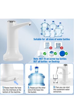 Excefore Portable Water Dispenser, Desktop Water Dispenser, Detachable Automatic Drinking Water Pump for 5 Gallon Bottle, Suitable for Home, Office and Outdoor (White)  - Image 4
