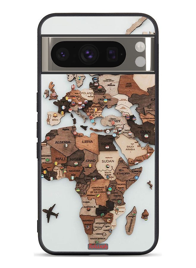 Tolwak غطاء حماية لجهاز جوجل بيكسل 8 برو بفن خريطة العالم - Image 1