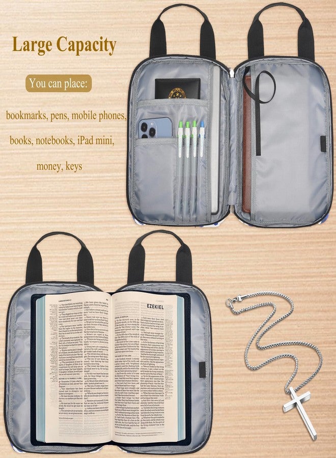 DSIUE Bible Cover Case for Women Girls Bible Cover Carrier Carrying Organizer Bag with Handle Zippered Pocket, Gift for Women Girl Kid (Magpie White) - Image 5