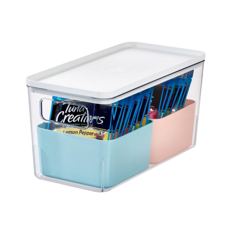 Rosanna Pansino x iDesign Recycled Plastic Kitchen Storage Bins Includes 1 Large Bin with Lid and 2 Medium Bins Multicolored BinsMarshmallow Lid 6 x 12 x 6