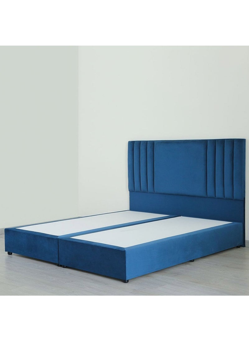 Karnak Superioi Upholstered Velvet Bed Frame Bedroom Furniture Strong And Sturdy Modern Design Wooden Bed | Quiet & Comfortable Bed (Super King - 200x200cm, Blue) - Image 3