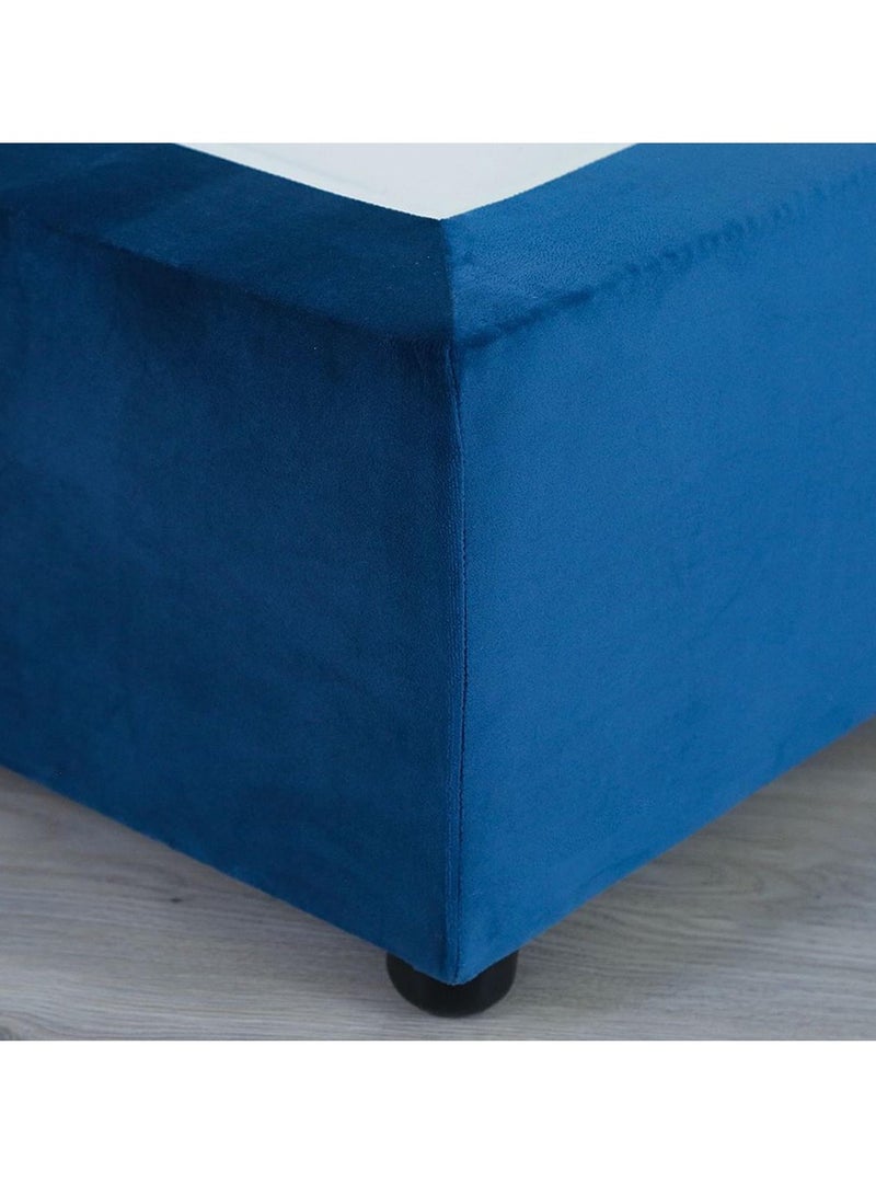 Karnak Superioi Upholstered Velvet Bed Frame Bedroom Furniture Strong And Sturdy Modern Design Wooden Bed | Quiet & Comfortable Bed (Super King - 200x200cm, Blue) - Image 5