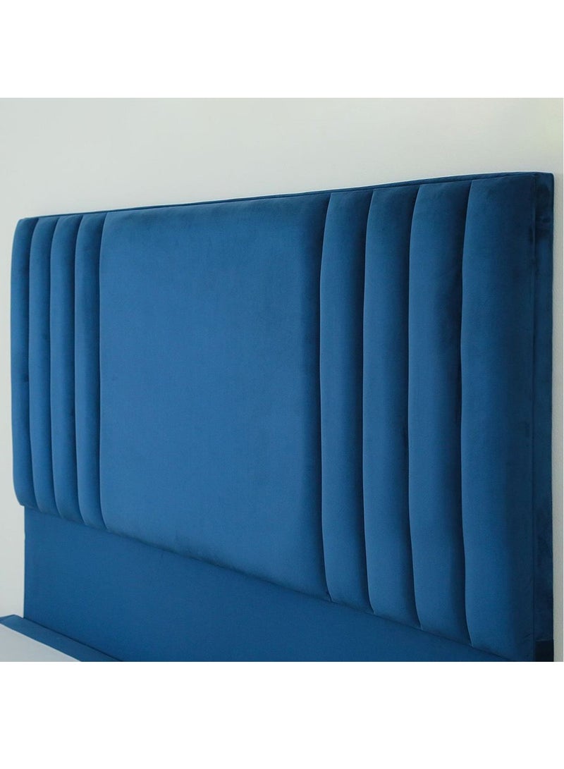 Karnak Superioi Upholstered Velvet Bed Frame Bedroom Furniture Strong And Sturdy Modern Design Wooden Bed | Quiet & Comfortable Bed (Super King - 200x200cm, Blue) - Image 4