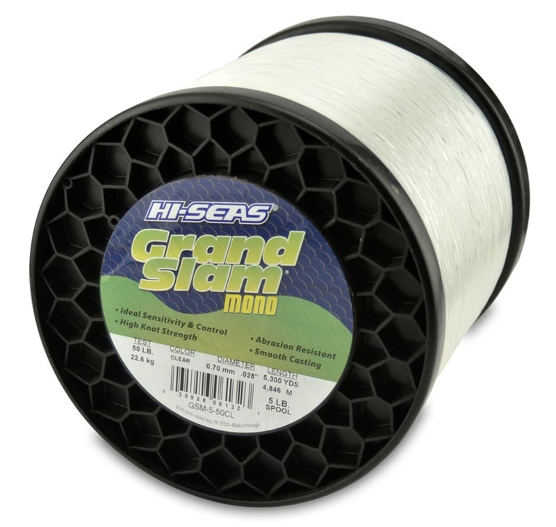 Hi-Seas Grand Slam Monofilament Line, 50 lb / 22.6 kg Test, .028 in / 0.70 mm Dia, Clear, 5300 yd / 4846 m - Image 1