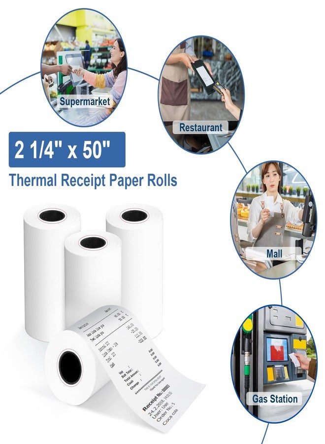 Pony Packaging 2 1/4" x 50' Thermal Receipt Paper Rolls 50 Rolls,BPA Free Receipt Paper - Image 4