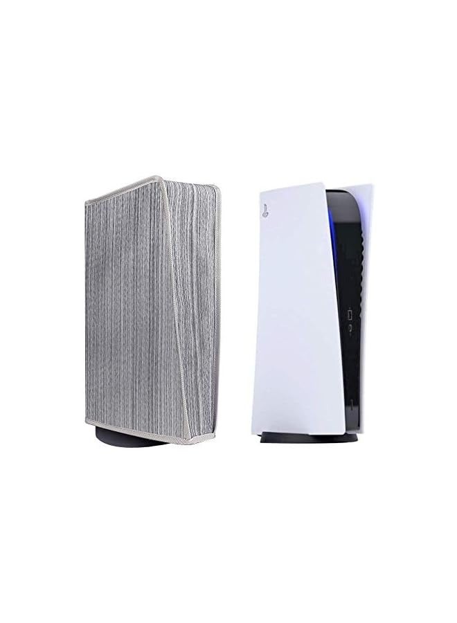 بروماس غطاء غبار ناعم وسميك لجهاز بلاي ستيشن 5 الإصدار الرقمي والإصدار العادي، غطاء مقاوم للماء مضاد للخدش، منفذ كابل سهل الوصول (رمادي) - Image 1