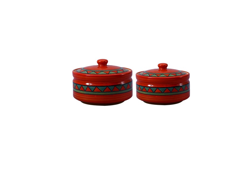 Caffeine Ceramic Handmade Rustic Brown Serving Casserole with Lid (Set of 3) - Image 4
