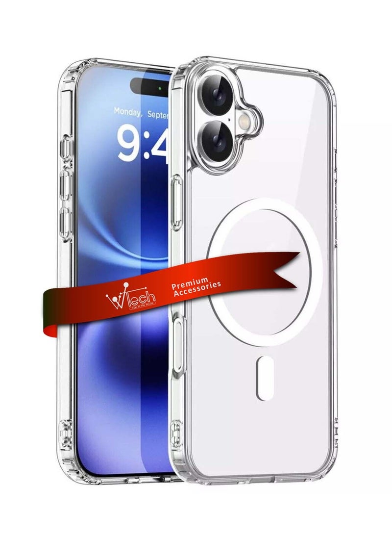 دبليو تيك غطاء هاتف ابل ايفون 16 2024 بريميوم مغناطيسي، شفاف نحيف مرن مقاوم للصدمات غطاء هاتف خلفي ماغشاف - شفاف - Image 1