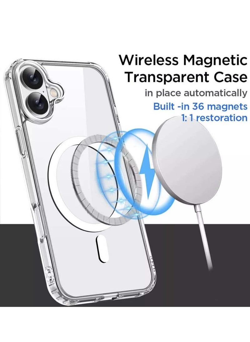 دبليو تيك غطاء هاتف ابل ايفون 16 2024 بريميوم مغناطيسي، شفاف نحيف مرن مقاوم للصدمات غطاء هاتف خلفي ماغشاف - شفاف - Image 2