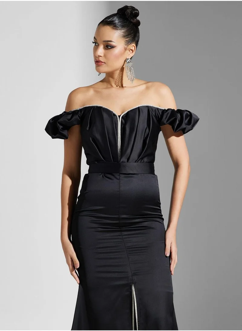 Akadia Fashion Off-Shoulder Slit Dress