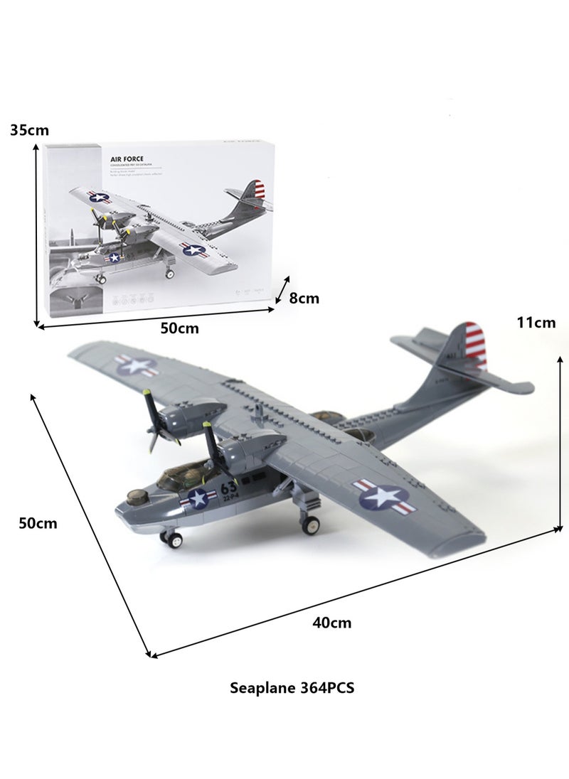 null - Children's Military Aircraft Model Small Particle Building Block Toy Model(Seaplane) - Image 1