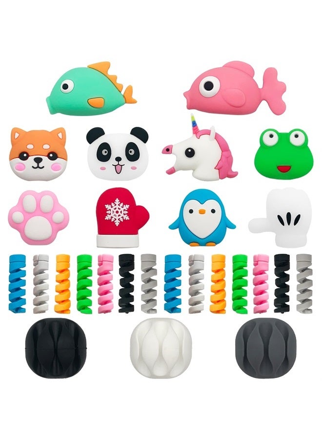 ZAKVOOR 27 Pieces Cute Cable Protector for iPhone iPad Charger, Animal Bites USB Charger Protector Cord Holder, Charging Cable Saver Cable Buddies Phone Data Lines Protect Accessory - Image 1