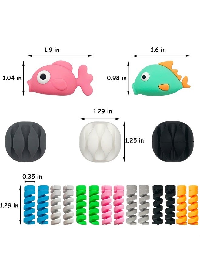 ZAKVOOR 27 Pieces Cute Cable Protector for iPhone iPad Charger, Animal Bites USB Charger Protector Cord Holder, Charging Cable Saver Cable Buddies Phone Data Lines Protect Accessory - Image 3