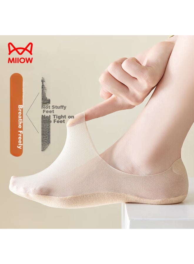 MIIOW Maoren 5-pair Set Ice Silk Invisible Socks For Women, Boat Socks, Summer Thin Mesh Breathable Non-slip Heel Socks, Ice Silk Short Socks For High Heels, Shallow Mouth, One Size Fits All - Image 4