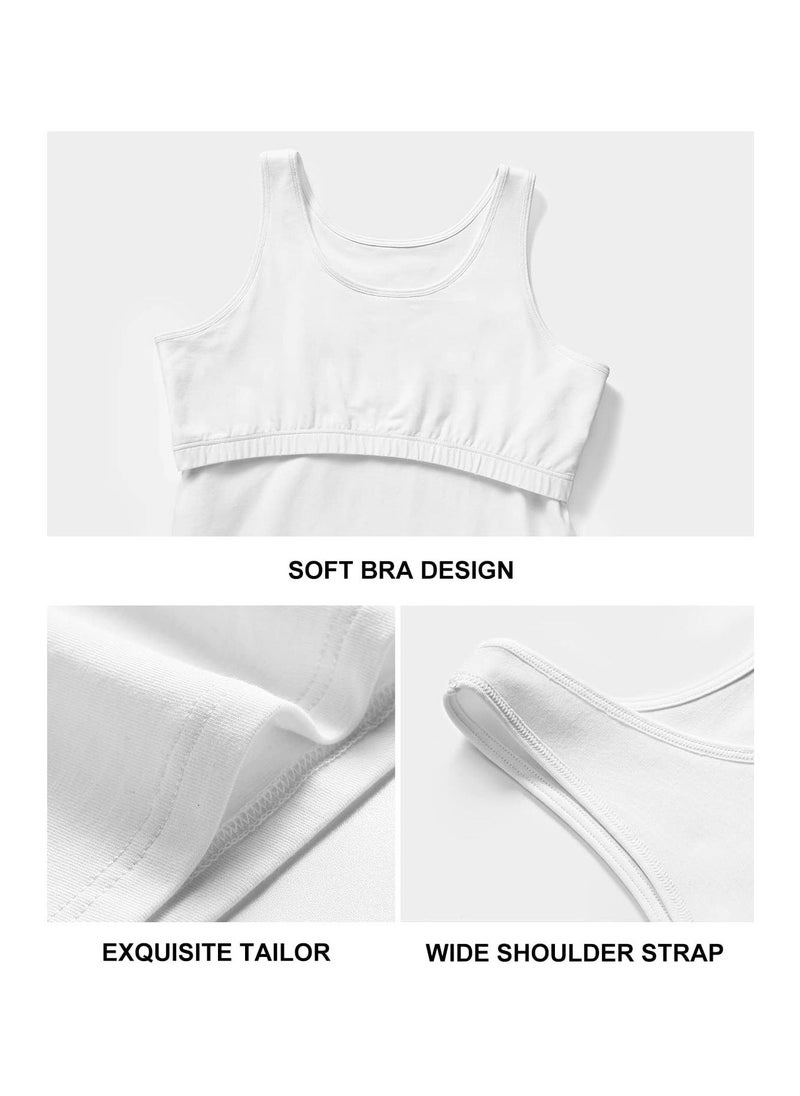 Mesery - Tank Tops For Women Built In Bra Shelf Bra Tanks Layering Undershirts-White - Image 1