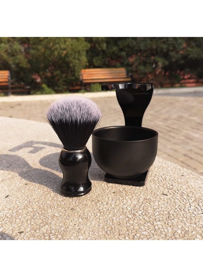 JEQUIL&CORENVEO Je&Co Men's Shaving Brush Set, 3 in 1 Synthetic Shaving Brush with Acrylic Stand and Steel Bowl - Image 3