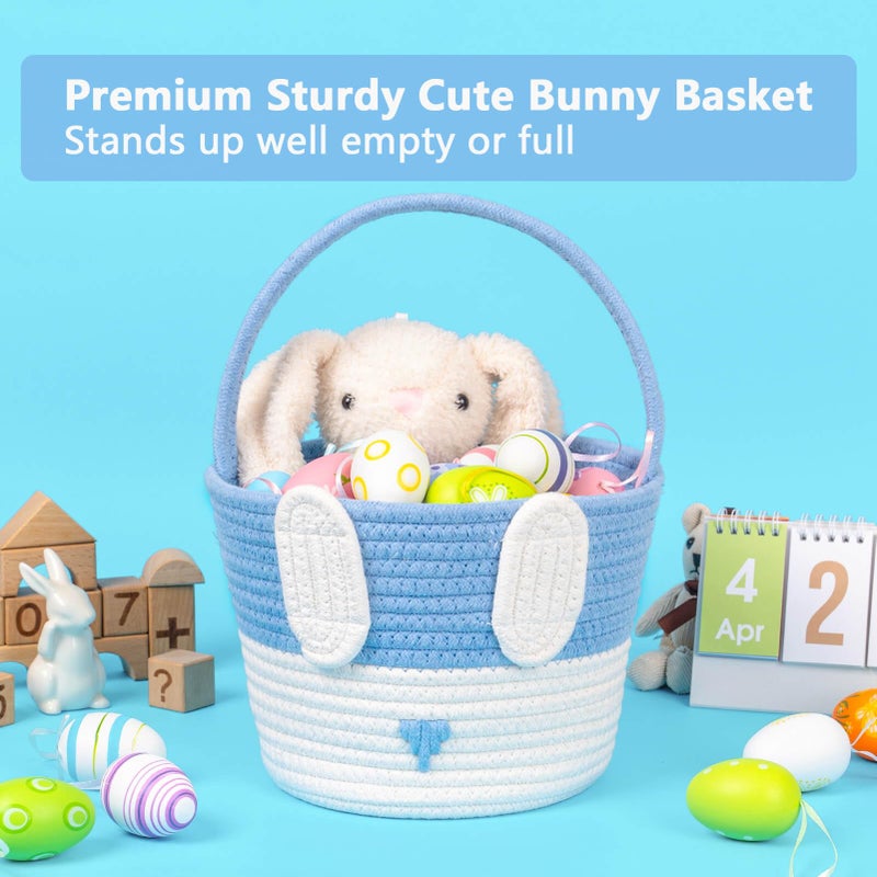 CubesLand Easter Bunny Basket Set for Kids, Babies, 2-Piece Easter Egg Hunt Baskets for Girls, Boys, Sturdy & Lightweight Cotton Rope Empty Gift Basket, Festive Decor & Gift Ideas, Large - Image 2