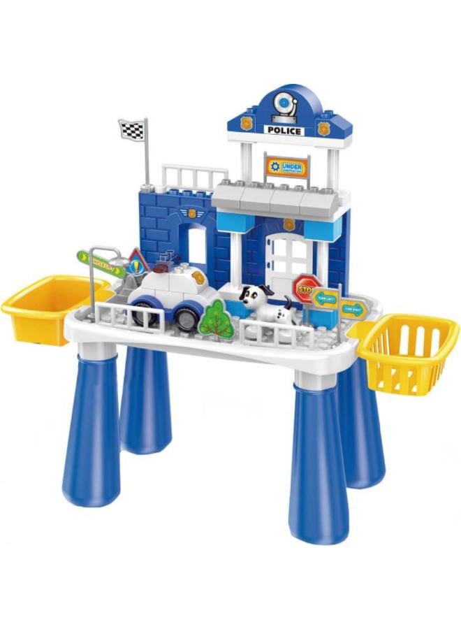 OKO Police Station Building Blocks Table Playset with Police Car – 55 Pieces - Image 3