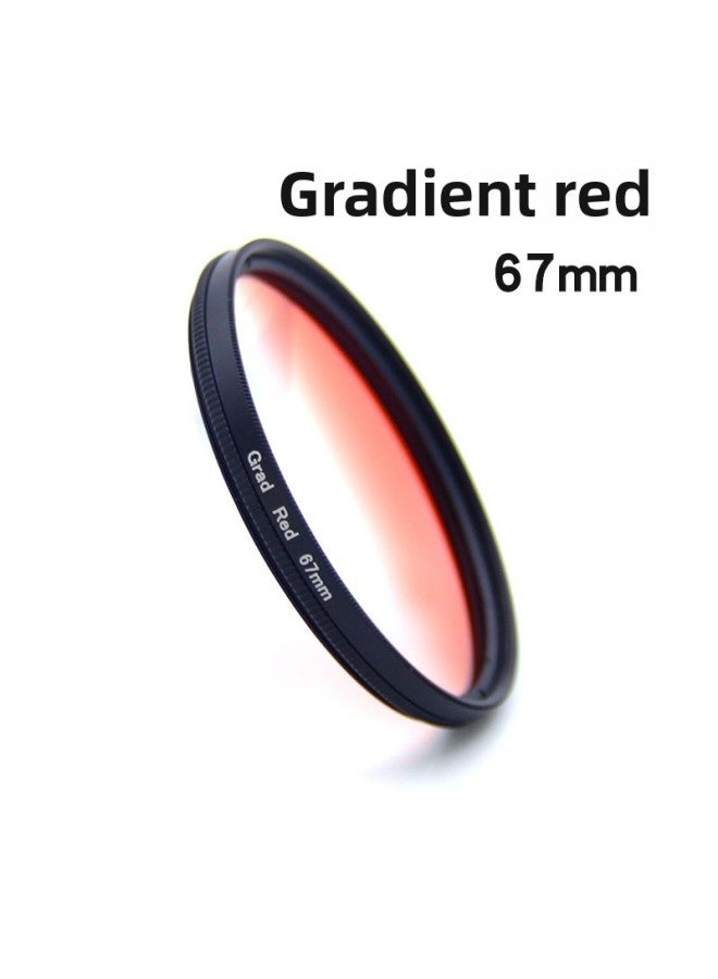 67mm Camera Filter Gradient Mirror Gradient Gray Gradient Blue Travel Shooting Filter Special Effect Lens Filter-Color:Gradient Red 【67mm】 Single Lens  - Image 1