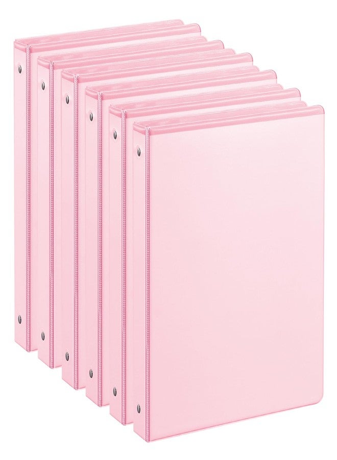 SUIN 1-inch 3 Ring Binder with 2 Interior Pockets, 1'' Basic Binders Holds US Letter Size 8.5'' x 11'' Paper - Versatile Binders for Office, Home, and School Use, 6 Pack (Pink) - Image 1
