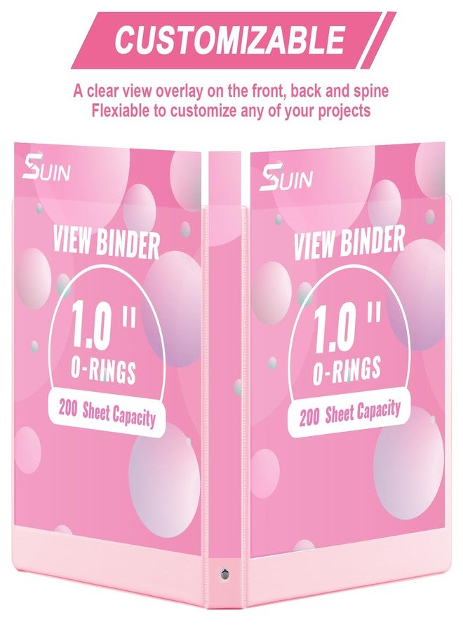 SUIN 1-inch 3 Ring Binder with 2 Interior Pockets, 1'' Basic Binders Holds US Letter Size 8.5'' x 11'' Paper - Versatile Binders for Office, Home, and School Use, 6 Pack (Pink) - Image 4