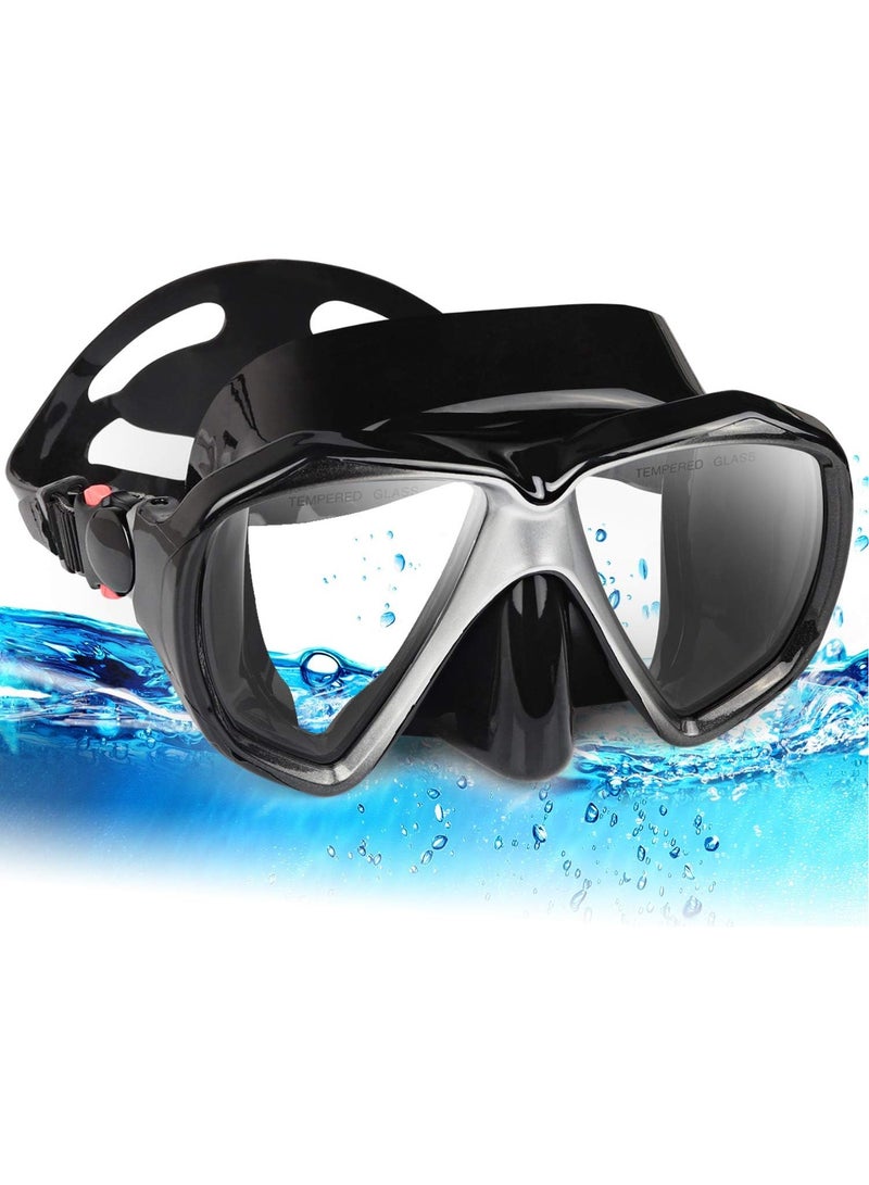 Snorkel Diving Mask Panoramic HD Swim Mask, Anti-Fog Scuba Diving Goggles,Tempered Glass Dive Mask Adult Youth Swim Goggles with Nose Cover for Diving, Snorkeling, Swimming - Image 1