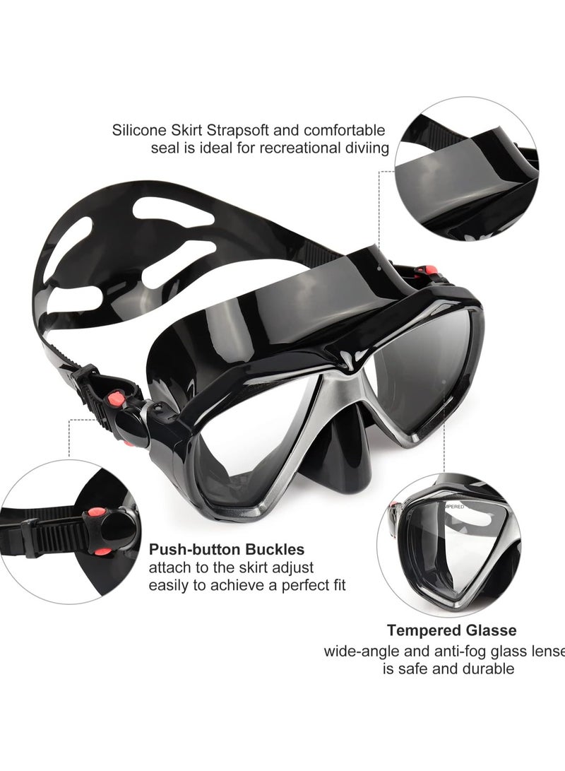 Snorkel Diving Mask Panoramic HD Swim Mask, Anti-Fog Scuba Diving Goggles,Tempered Glass Dive Mask Adult Youth Swim Goggles with Nose Cover for Diving, Snorkeling, Swimming - Image 3