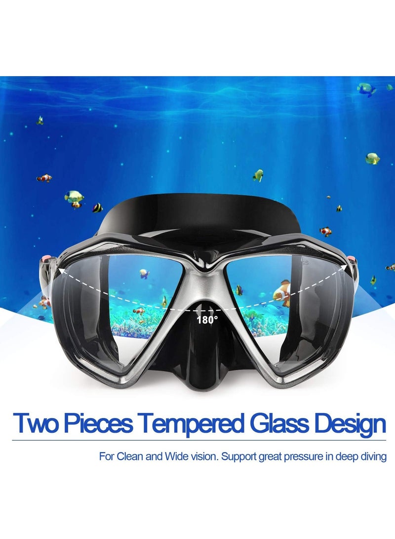 Snorkel Diving Mask Panoramic HD Swim Mask, Anti-Fog Scuba Diving Goggles,Tempered Glass Dive Mask Adult Youth Swim Goggles with Nose Cover for Diving, Snorkeling, Swimming - Image 2