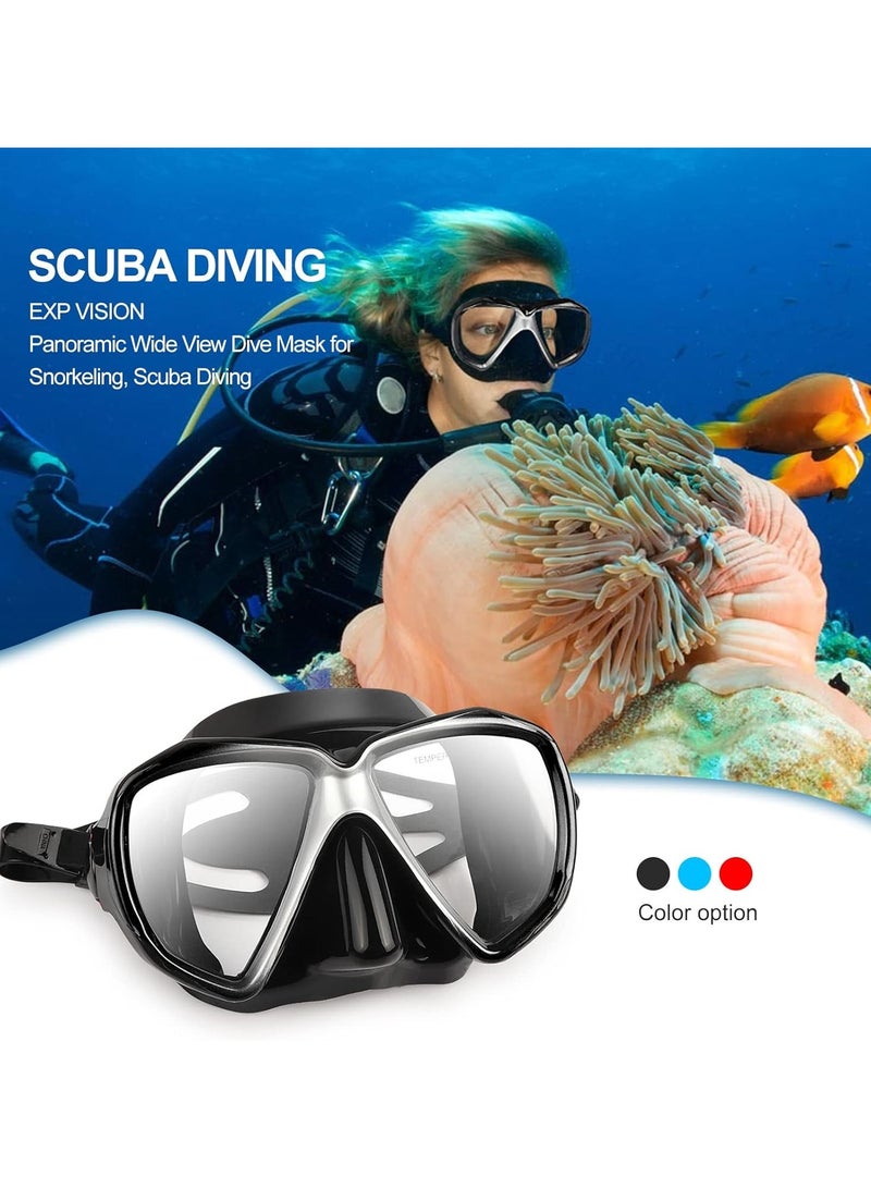 Snorkel Diving Mask Panoramic HD Swim Mask, Anti-Fog Scuba Diving Goggles,Tempered Glass Dive Mask Adult Youth Swim Goggles with Nose Cover for Diving, Snorkeling, Swimming - Image 4