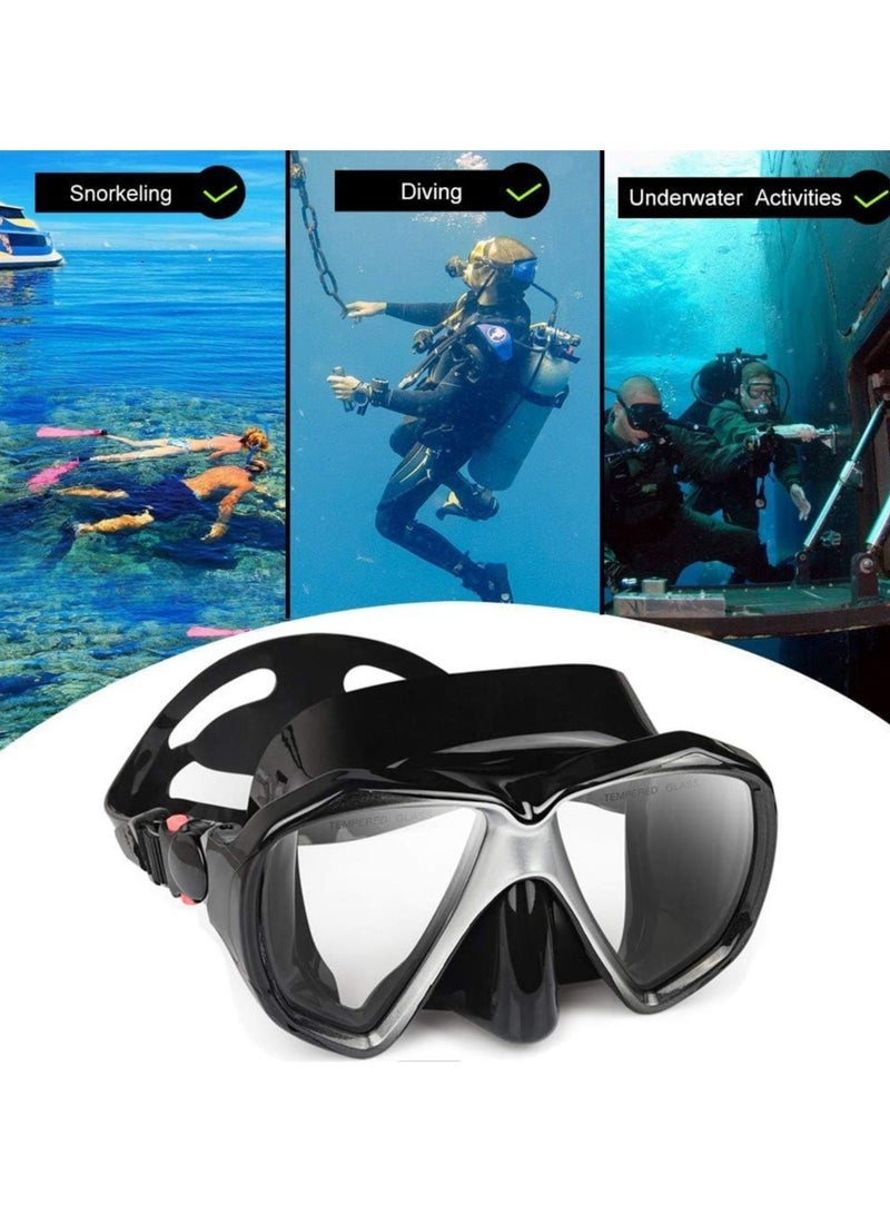 Snorkel Diving Mask Panoramic HD Swim Mask, Anti-Fog Scuba Diving Goggles,Tempered Glass Dive Mask Adult Youth Swim Goggles with Nose Cover for Diving, Snorkeling, Swimming - Image 5