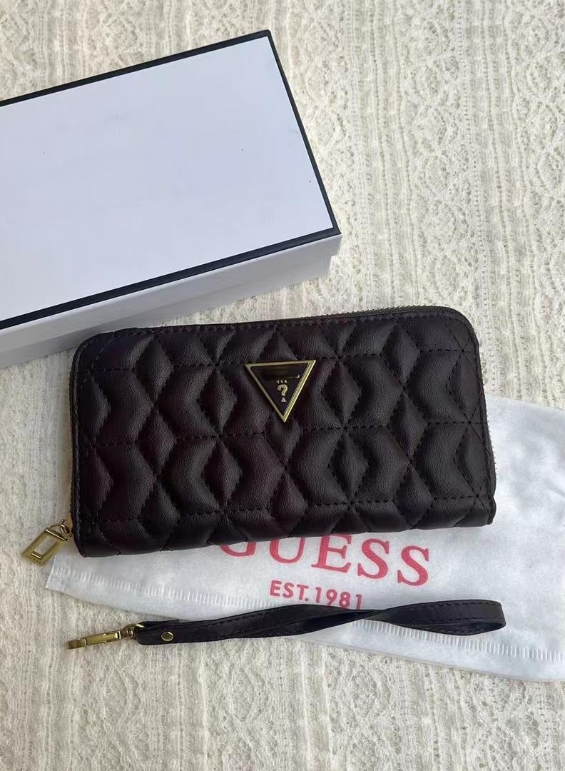 Guest Classic Long Wallet Rhombus Multi-card Slot Simple high-end card holder women's wallet large capacity Brown - Image 1