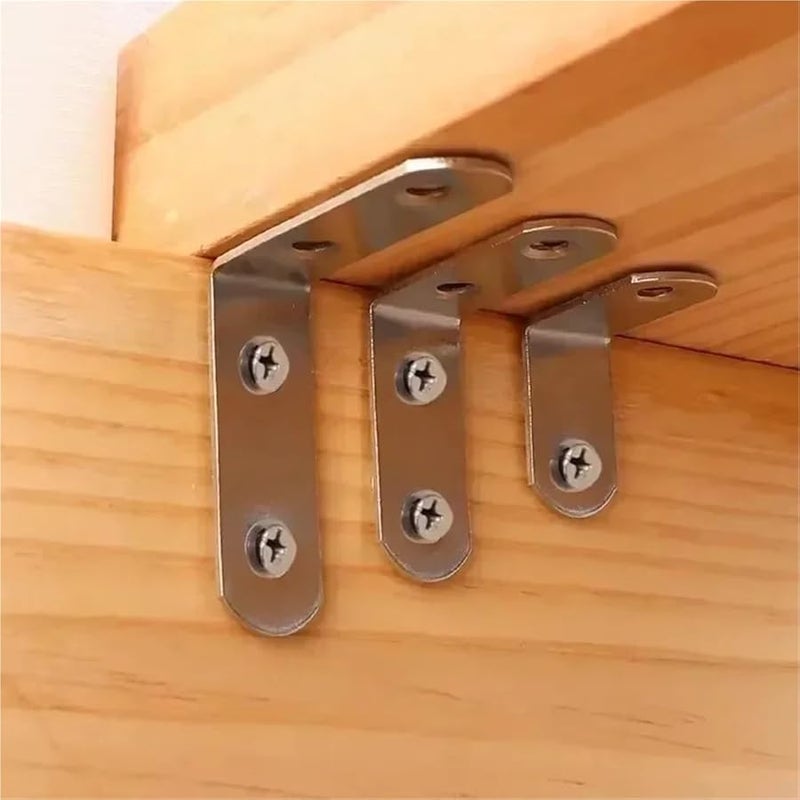 أقواس الزاوية على شكل حرف L من الفولاذ المقاوم للصدأ 16 × 50 مم، موصلات خزائن الأثاث بزاوية 90 درجة، 50 قطعة - Image 4