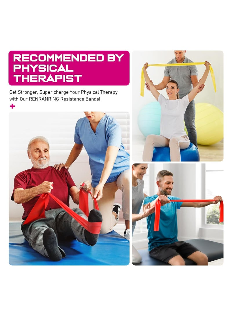 كينجمازي مجموعة أشرطة المقاومة، 5 أشرطة مقاومة بأوزان مختلفة (أسود، أحمر، أصفر، أزرق، أخضر) + 5 ألواح مقاومة (خضراء، حمراء، زرقاء، أرجوانية ووردية) لتدريب القوة وتمارين اللياقة البدنية، والبيلاتس، والتمدد واليوغا. - Image 5