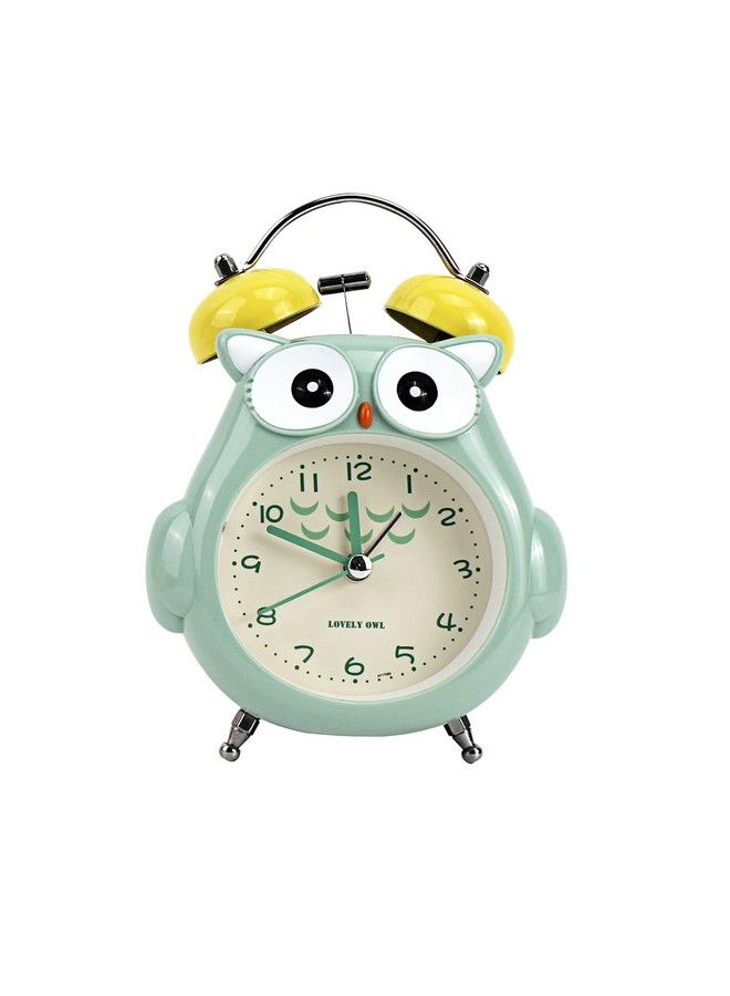 AISI Kids Alarm Clock Cute Cartoon Owl Loud Bell Alarm Clock Nonticking Desk Clock With Night Light - Image 1