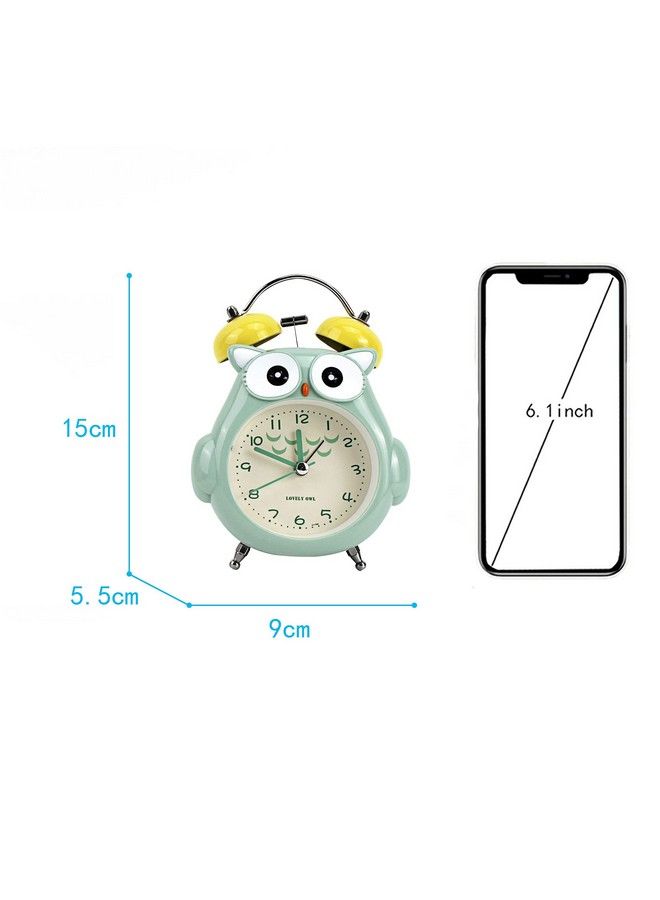 AISI Kids Alarm Clock Cute Cartoon Owl Loud Bell Alarm Clock Nonticking Desk Clock With Night Light - Image 3