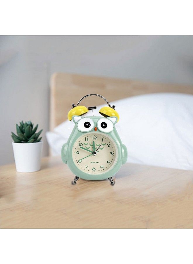AISI Kids Alarm Clock Cute Cartoon Owl Loud Bell Alarm Clock Nonticking Desk Clock With Night Light - Image 5