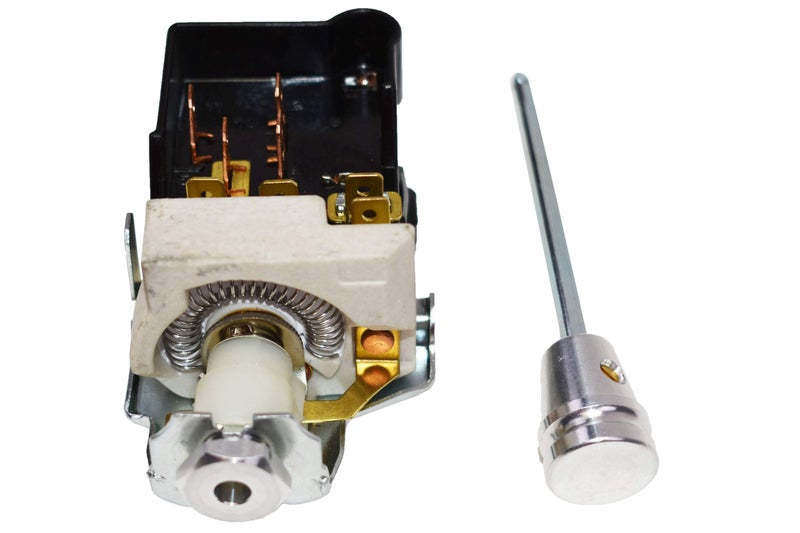 A-Team Performance - Headlight Switch Dash Dimmer Billet Aluminum with Standard 8 Terminal GM Plug - Compatible with 1968-1984 Chevy GM Street Rod Truck or Rat Rod Build - Headlight Dimmer Switch - Image 1