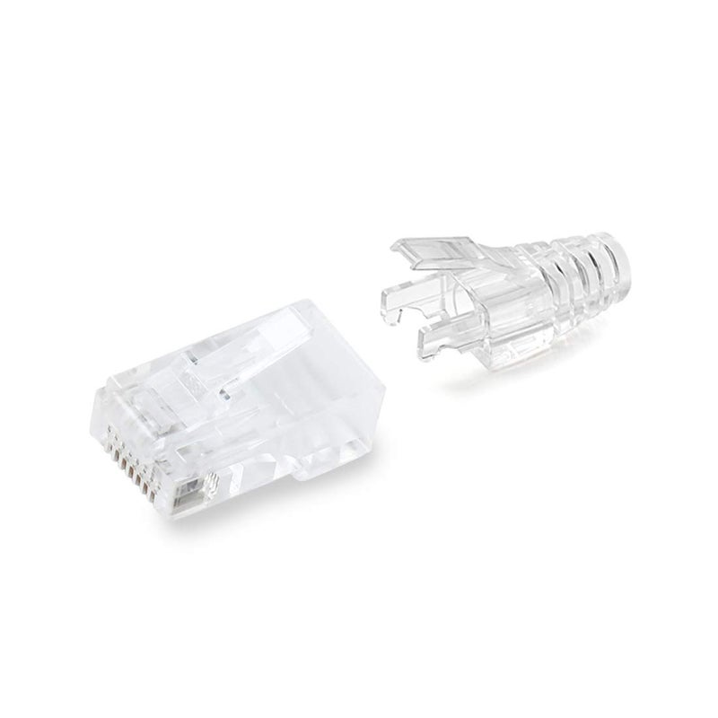 OLIREXD (عبوة من 100 قطعة) مقابس RJ45 Cat6 8P8C لتوصيل كابل إيثرنت، موصلات تجعيد شفافة مع غطاء شفاف وواقيات تخفيف الضغط Cat6 - Image 5